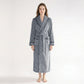 Plush Long Sleeve Shawl Collar Bathrobe with Contrast Trim and Adjustable Waist Tie Belt