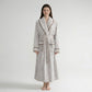 Plush Long Sleeve Shawl Collar Bathrobe with Contrast Trim and Adjustable Waist Tie Belt