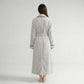 Plush Long Sleeve Shawl Collar Bathrobe with Contrast Trim and Adjustable Waist Tie Belt