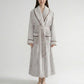 Plush Long Sleeve Shawl Collar Bathrobe with Contrast Trim and Adjustable Waist Tie Belt