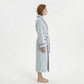 Plush Long Sleeve Shawl Collar Bathrobe with Contrast Trim and Adjustable Waist Tie Belt