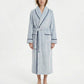 Plush Long Sleeve Shawl Collar Bathrobe with Contrast Trim and Adjustable Waist Tie Belt