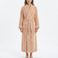 Plush Long Sleeve Wrap Bathrobe with Waist Tie Belt and Front Patch Pockets