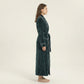Plush Long Sleeve Wrap Bathrobe with Waist Tie Belt and Front Patch Pockets