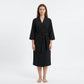 Textured Knit Wrap Bathrobe with Three Quarter Sleeves Adjustable Waist Tie