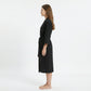 Textured Knit Wrap Bathrobe with Three Quarter Sleeves Adjustable Waist Tie