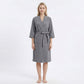 Textured Knit Wrap Bathrobe with Three Quarter Sleeves Adjustable Waist Tie