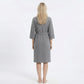 Textured Knit Wrap Bathrobe with Three Quarter Sleeves Adjustable Waist Tie
