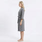 Textured Knit Wrap Bathrobe with Three Quarter Sleeves Adjustable Waist Tie