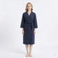 Textured Knit Wrap Bathrobe with Three Quarter Sleeves Adjustable Waist Tie