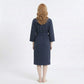 Textured Knit Wrap Bathrobe with Three Quarter Sleeves Adjustable Waist Tie