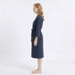 Textured Knit Wrap Bathrobe with Three Quarter Sleeves Adjustable Waist Tie