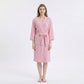 Textured Knit Wrap Bathrobe with Three Quarter Sleeves Adjustable Waist Tie