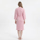 Textured Knit Wrap Bathrobe with Three Quarter Sleeves Adjustable Waist Tie