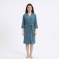 Textured Knit Wrap Bathrobe with Three Quarter Sleeves Adjustable Waist Tie