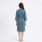 Textured Knit Wrap Bathrobe with Three Quarter Sleeves Adjustable Waist Tie