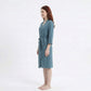 Textured Knit Wrap Bathrobe with Three Quarter Sleeves Adjustable Waist Tie