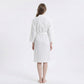 Textured Knit Wrap Bathrobe with Three Quarter Sleeves Adjustable Waist Tie