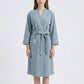 Waffle Knit Long Sleeve Bathrobe with Adjustable Waist Tie Belt and Front Patch Pockets
