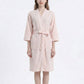 Waffle Knit Long Sleeve Bathrobe with Adjustable Waist Tie Belt and Front Patch Pockets