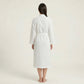 Waffle Knit Long Sleeve Bathrobe with Adjustable Waist Tie Belt and Front Patch Pockets