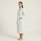 Waffle Knit Long Sleeve Bathrobe with Adjustable Waist Tie Belt and Front Patch Pockets