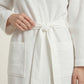 Waffle Knit Long Sleeve Bathrobe with Adjustable Waist Tie Belt and Front Patch Pockets