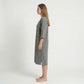 Textured Knit Zip Front Nightgown with V Neckline Three Quarter Sleeves Relaxed Fit