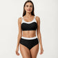 2-Piece Set Color Block Bikini Top with High Waisted Bottom Swim Set