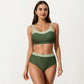 2-Piece Set Color Block Bikini Top with High Waisted Bottom Swim Set