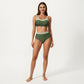 2-Piece Set Color Block Bikini Top with High Waisted Bottom Swim Set