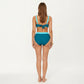 2-Piece Set Color Block Bikini Top with High Waisted Bottom Swim Set