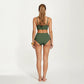 2-Piece Set Twist Front Bikini Top with Lace Up High Waisted Bottom