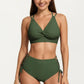 2-Piece Set Twist Front Bikini Top with Lace Up High Waisted Bottom