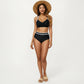 2-Piece Set Contrast Trim Bikini Top with High Waisted Bottom Swim Set