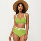 2-Piece Set Contrast Trim Bikini Top with High Waisted Bottom Swim Set