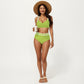 2-Piece Set Contrast Trim Bikini Top with High Waisted Bottom Swim Set