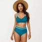 2-Piece Set Contrast Trim Bikini Top with High Waisted Bottom Swim Set