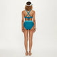 2-Piece Set Contrast Trim Bikini Top with High Waisted Bottom Swim Set