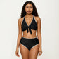 2-Piece Set Tie Front Bikini Top with Scalloped Trim and High Waisted Bottom