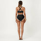 2-Piece Set Tie Front Bikini Top with Scalloped Trim and High Waisted Bottom