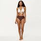 2-Piece Set Tie Front Bikini Top with Scalloped Trim and High Waisted Bottom