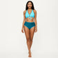 2-Piece Set Tie Front Bikini Top with Scalloped Trim and High Waisted Bottom