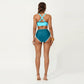 2-Piece Set Tie Front Bikini Top with Scalloped Trim and High Waisted Bottom