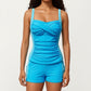2-Piece Set Color Block Tankini Top with Boyshort Bottom Swim Set