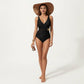 Color Block Wrap One Piece Swimsuit with Starfish Detail and Sculpted Fit