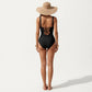 Color Block Wrap One Piece Swimsuit with Starfish Detail and Sculpted Fit