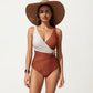 Color Block Wrap One Piece Swimsuit with Starfish Detail and Sculpted Fit