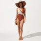 Color Block Wrap One Piece Swimsuit with Starfish Detail and Sculpted Fit