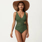Color Block Wrap One Piece Swimsuit with Starfish Detail and Sculpted Fit